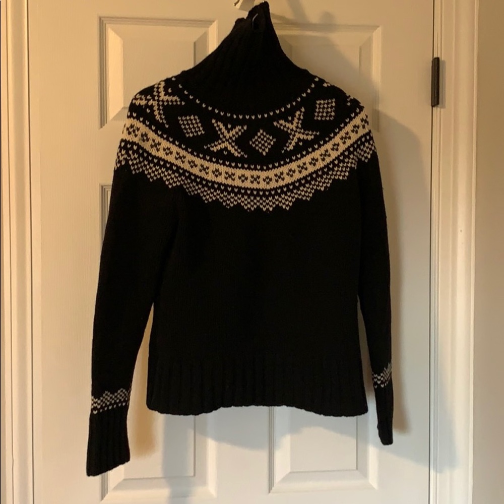 Gap Wool Sweater Fair Isle Ski Med Black